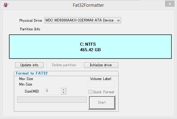 FAT 32 Formatter screenshot